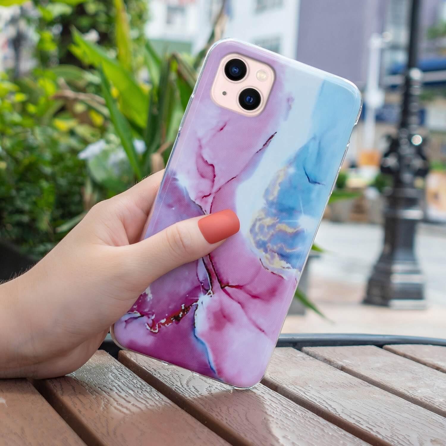 Cover-Discount  iPhone 14 Plus - Coque en silicone Pink Marble 