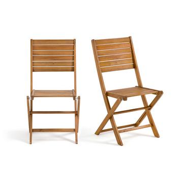 Lot de 2 chaises de jardin en acacia