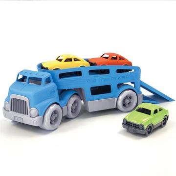 Green Toys Transporteur de voitures bleu avec 3 voitures