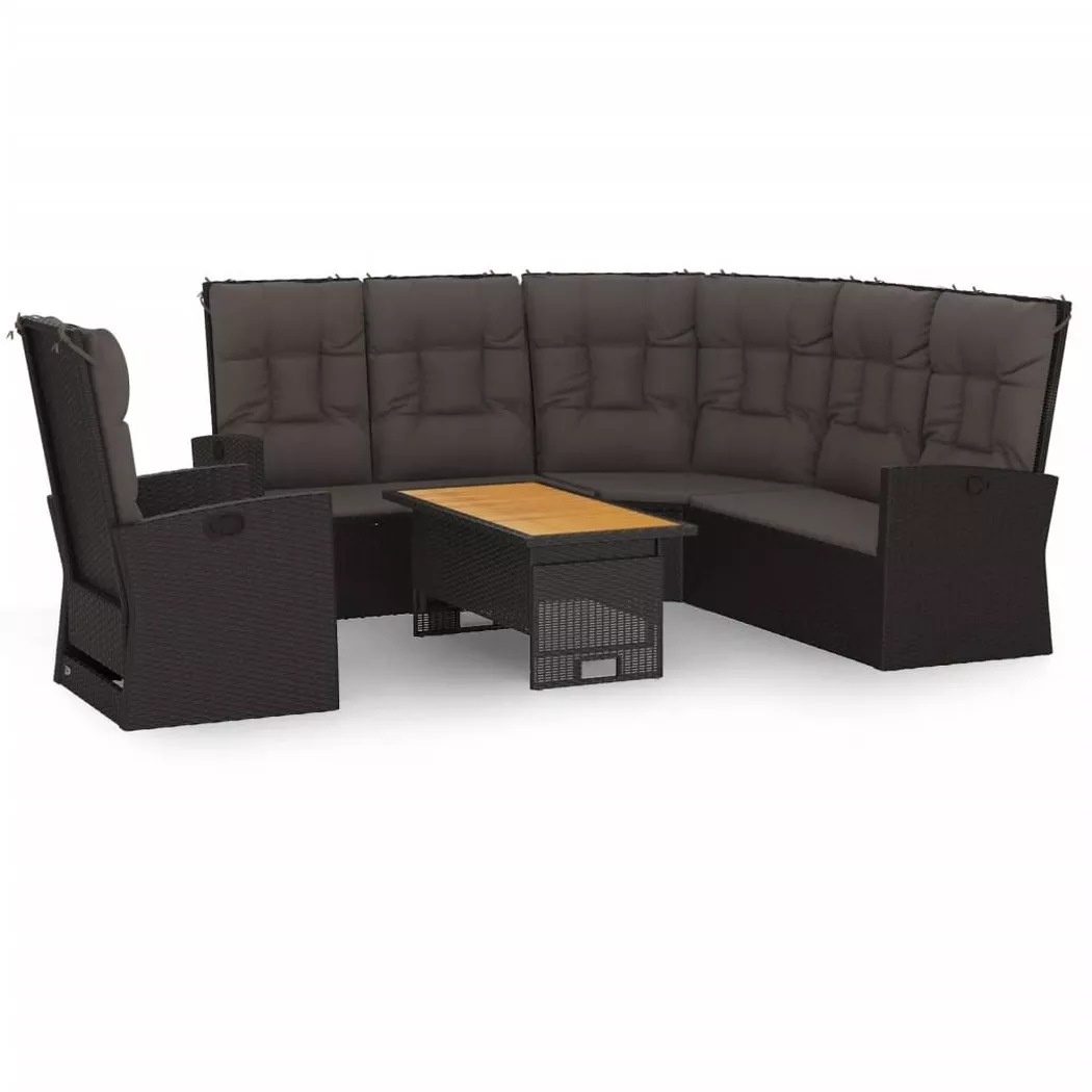 VidaXL - Garten lounge set poly-rattan, One Size, Schwarz