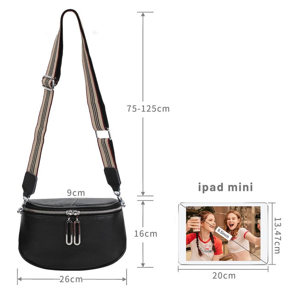 Only-bags.store Sac bandoulière en cuir avec sangle large  