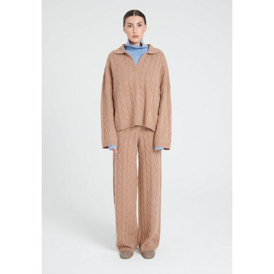 Studio Cashmere8 ZAYA 5 Polo Maglione Maglia Intrecciata 6 Fili  