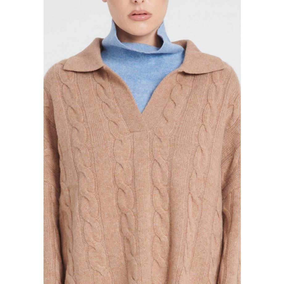 Studio Cashmere8 ZAYA 5 Polo Maglione Maglia Intrecciata 6 Fili  