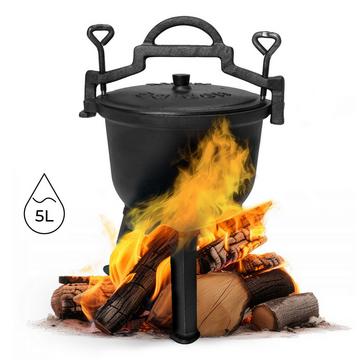 Gusseiserner Standkessel 5L, Jägertopf, Lagerfeuergrill, MultiGarden