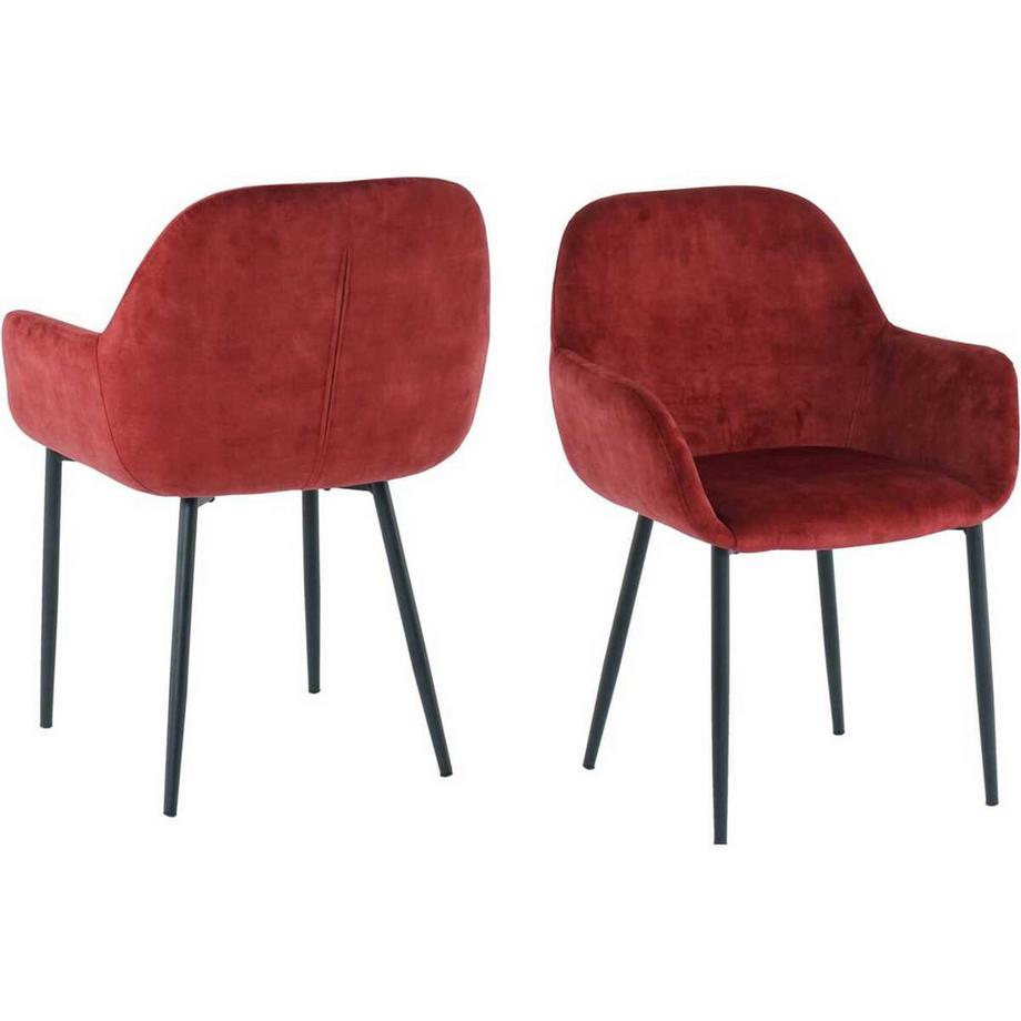 mutoni Chaise de salle à manger avec accoudoirs Nibro rouge (lot de 2)  