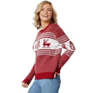 Tectake  Pullover natalizio Paradiso invernale rosso-bianco da donna 