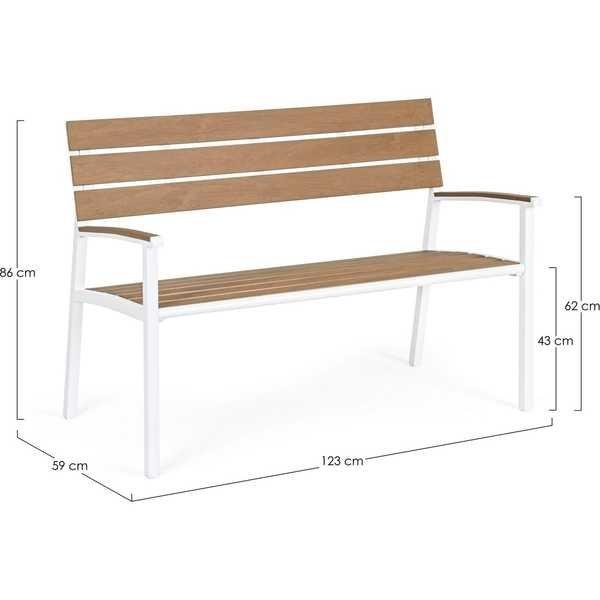 mutoni Panca da giardino Isak bianca 123x59  