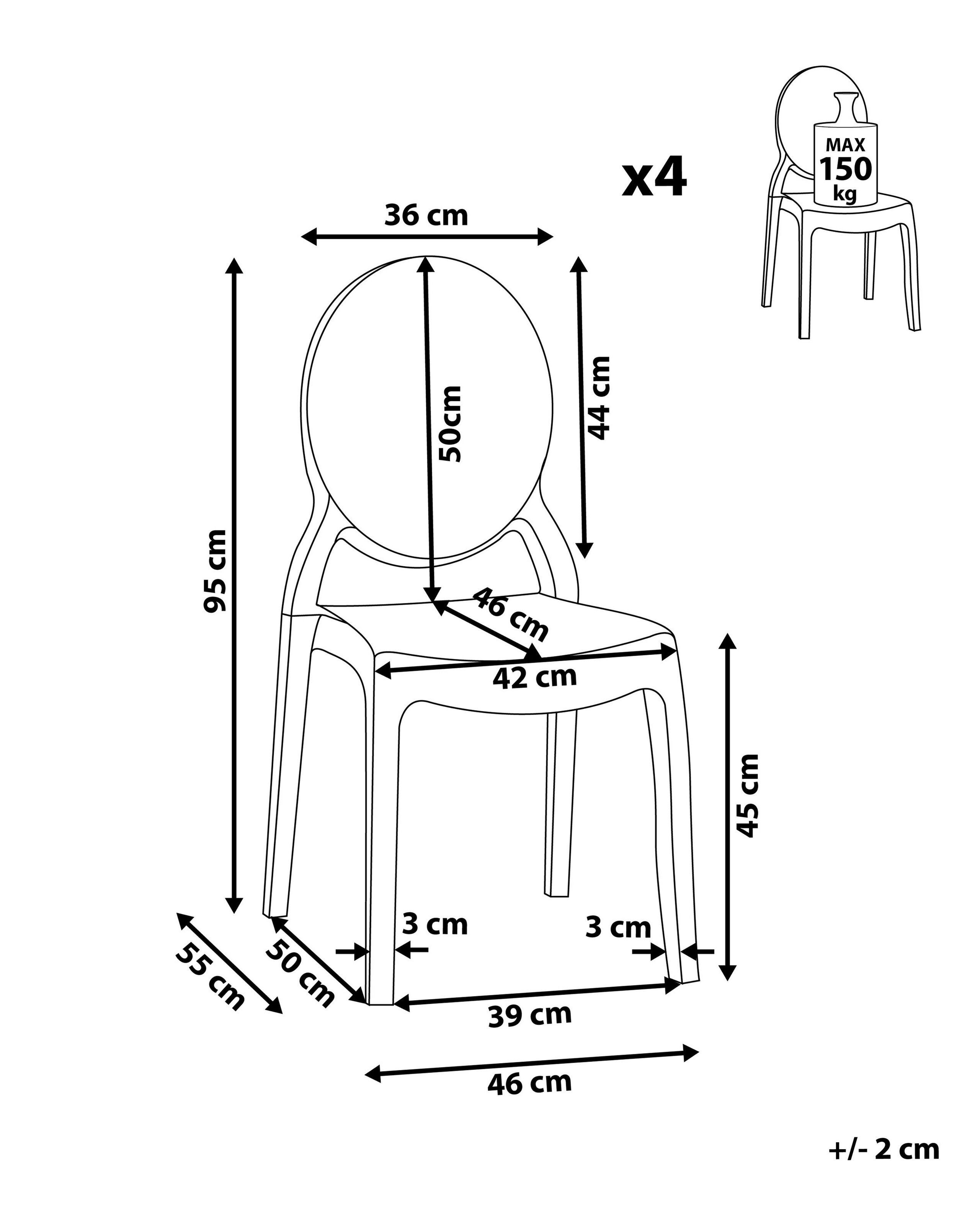 Beliani Lot de 4 chaises en Polycarbonate Moderne MERTON  