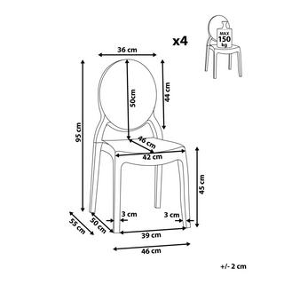 Beliani Set mit 4 Stühlen aus Polycarbonat Modern MERTON  