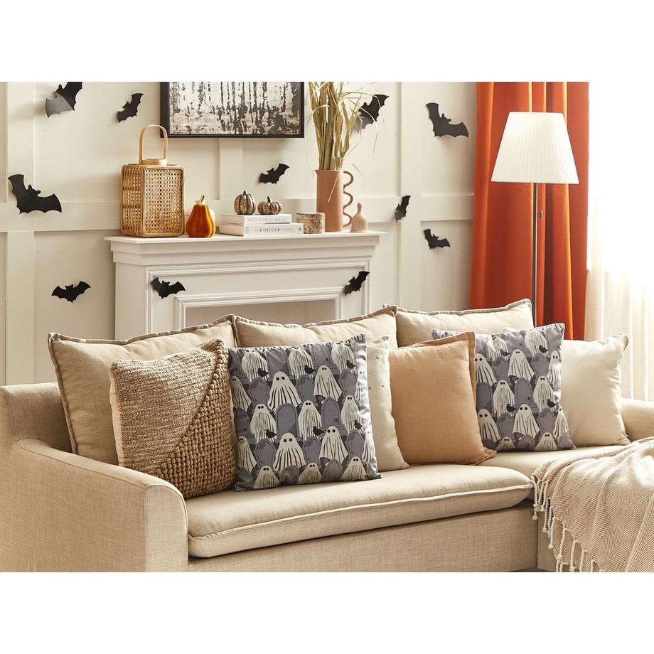 Beliani Dekokissen 2er Set aus Samtstoff Modern FANATE  