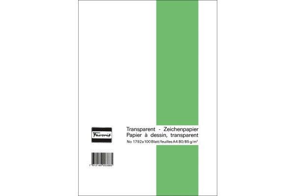 Favorit Transparent-Zeichenpapier-Block transparent, 80/85gg, 210x297mm, 100 Blatt  