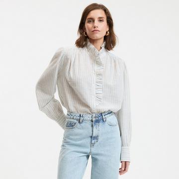 Gestreiftes Hemd mit viktorianischem Kragen