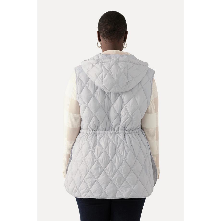 Ulla Popken Gilet Matelassé Fermeture Éclair Cordon de Serrage Capuche  