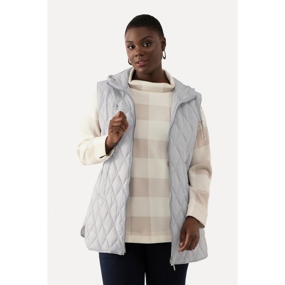 Ulla Popken Gilet Matelassé Fermeture Éclair Cordon de Serrage Capuche  