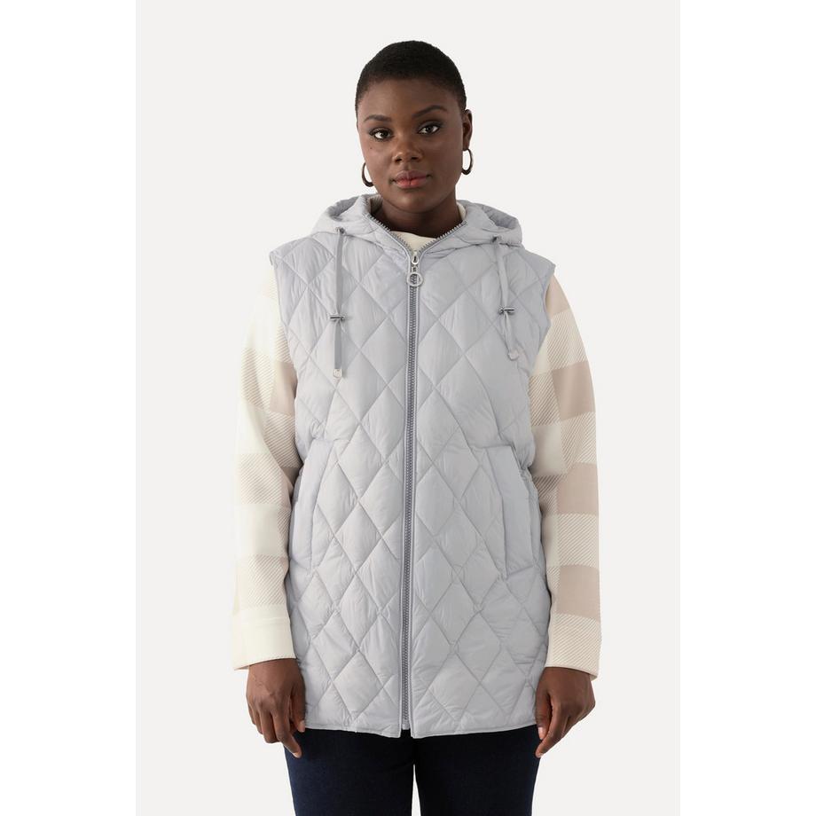 Ulla Popken Gilet Matelassé Fermeture Éclair Cordon de Serrage Capuche  