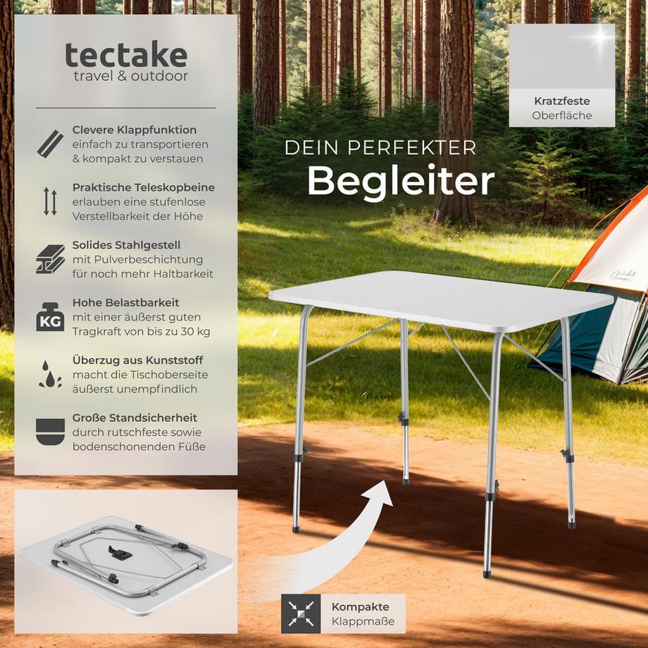 Tectake  Campingtisch Julian klappbar mit furnierter MDF-Platte 