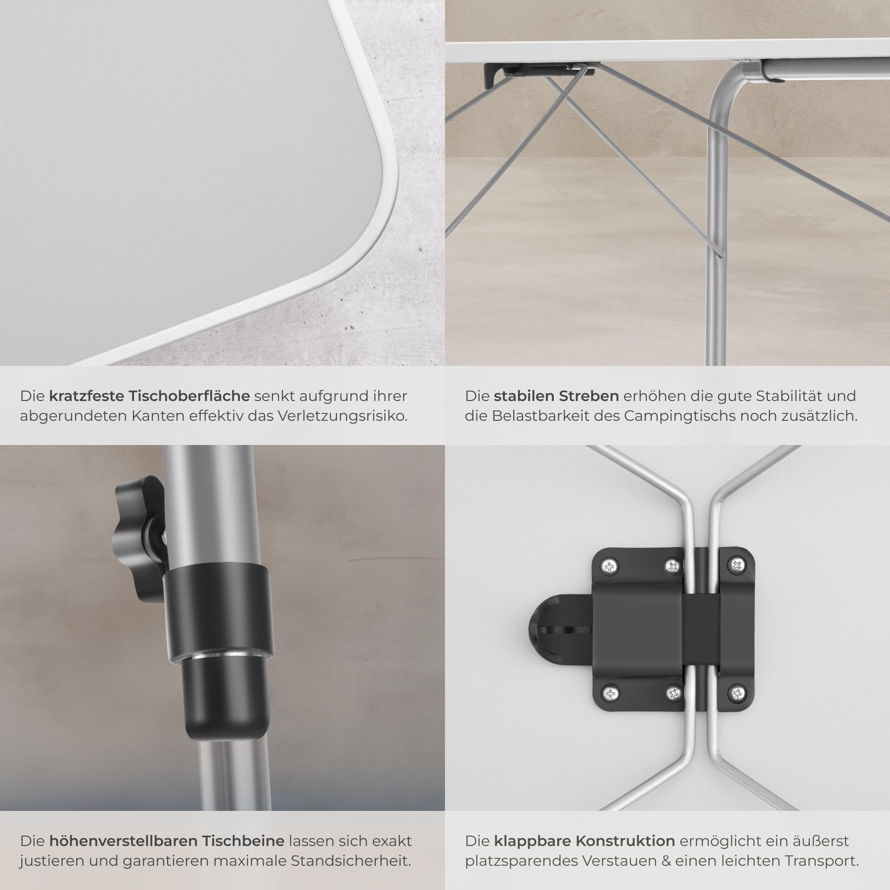 Tectake  tavolo da campeggio regolabile in altezza 80x60x68 cm 