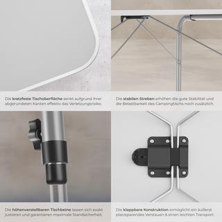 Tectake  tavolo da campeggio regolabile in altezza 80x60x68 cm 