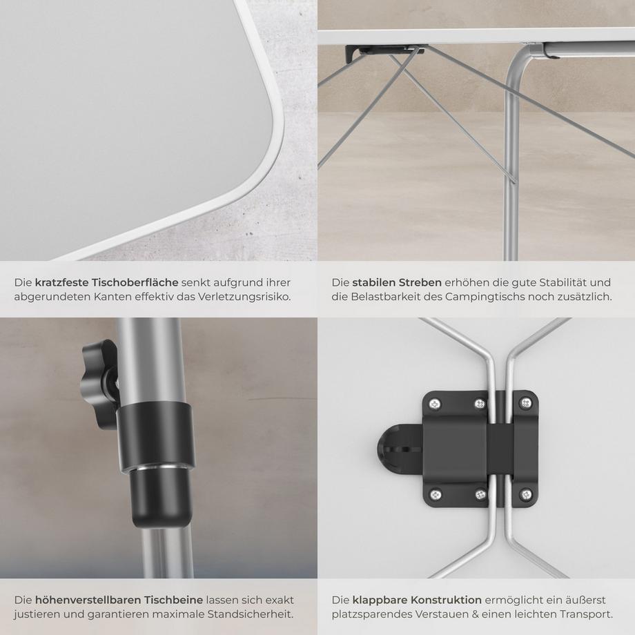Tectake  Campingtisch Julian klappbar mit furnierter MDF-Platte 