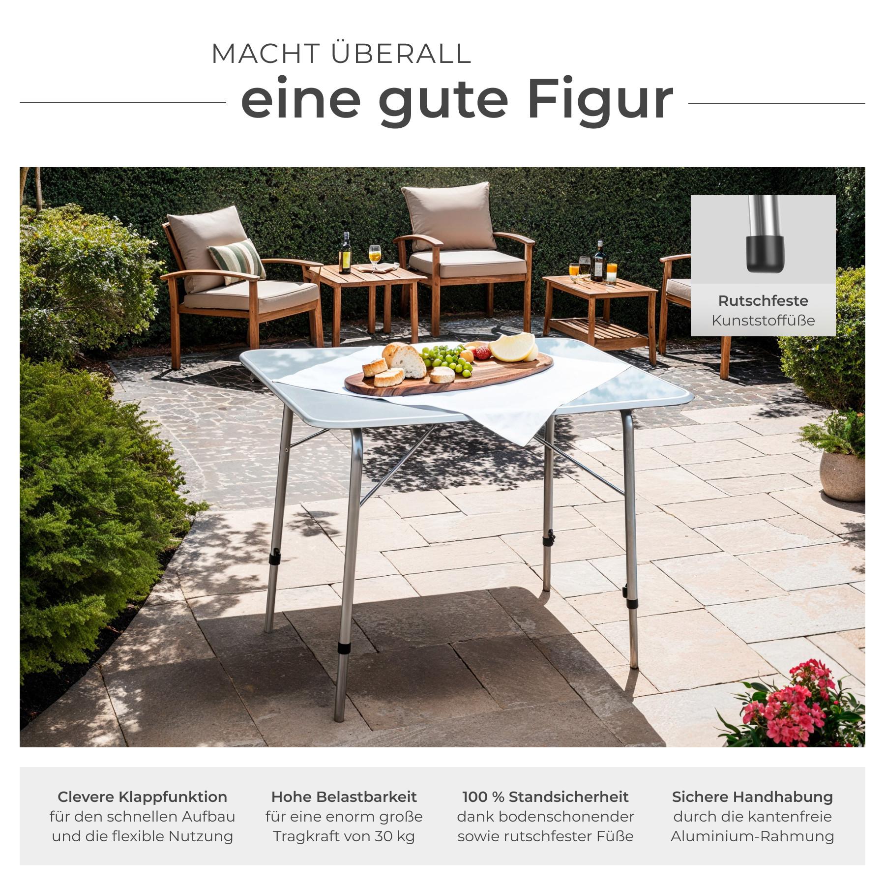 Tectake  tavolo da campeggio regolabile in altezza 80x60x68 cm 