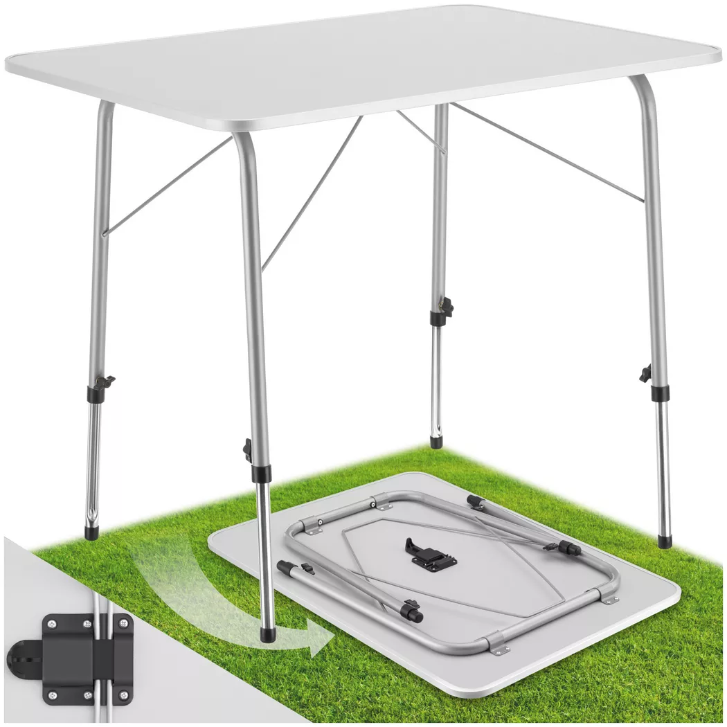 Tectake - Campingtisch Julian klappbar mit furnierter MDF-Platte, 70 CM, Grau