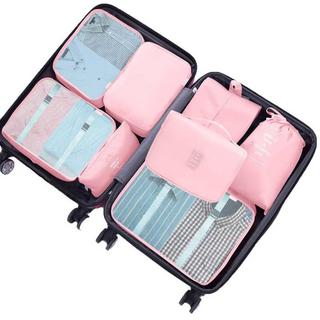 Only-bags.store  8-teilige Packwürfel, Kleidersäcke, Kofferorganisation für Urlaub und Reisen, Packwürfel-Set, Reisewürfel, Organisationssystem für Koffer - Pink 