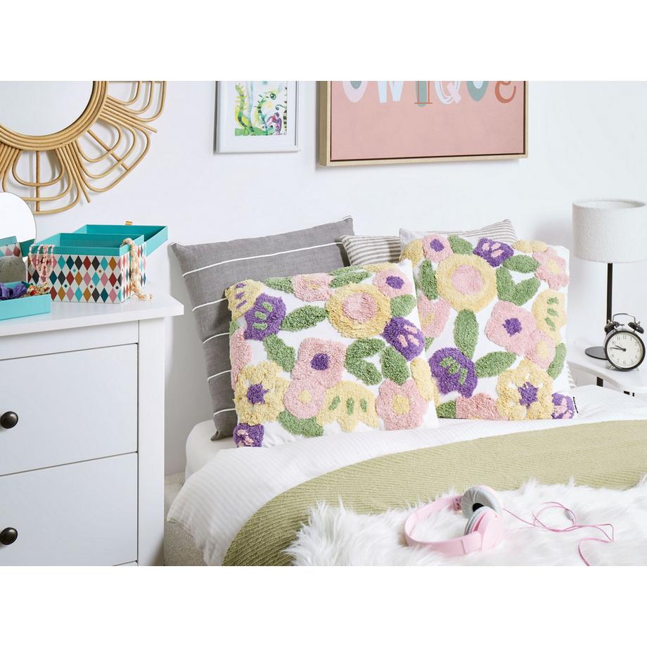 Beliani Dekokissen 2er Set aus Baumwolle Modern TRICORNIO  