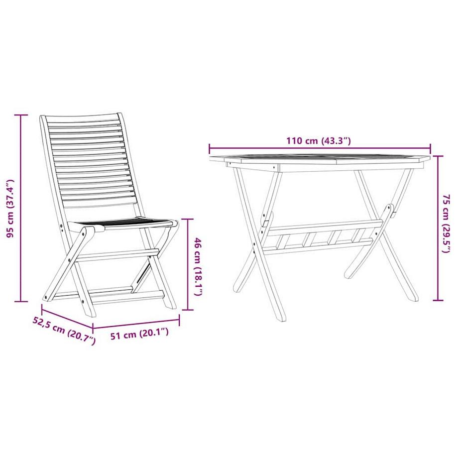 VidaXL Set da Pranzo per Giardino Legno massello di acacia  