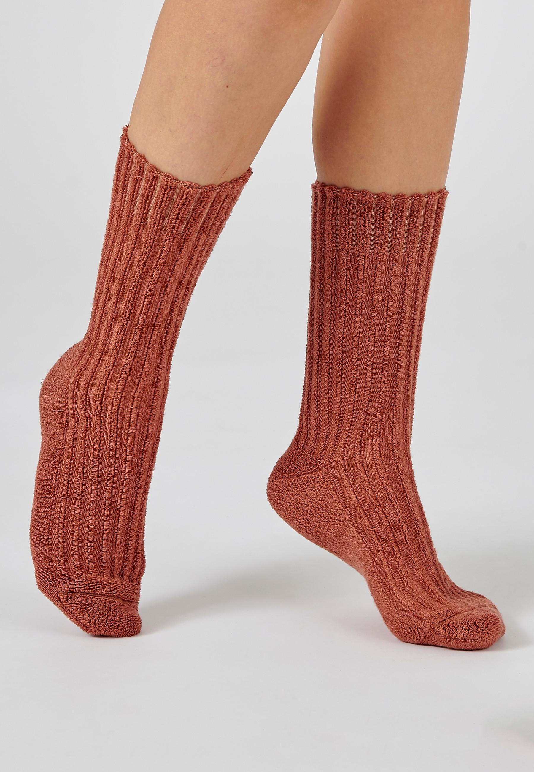 Image of Rippstrick-socken Aus Thermolactyl-bouclé. Damen Orange 32