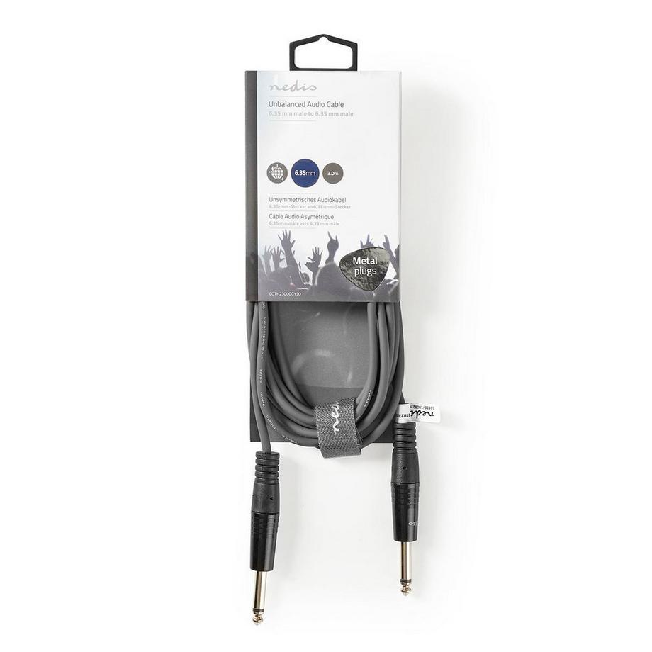 Nedis  Câble monolame | 6,35 mm Hane | 6,35 mm Hane | Plaques de nickel | 3,00 m | Rond | PVC 