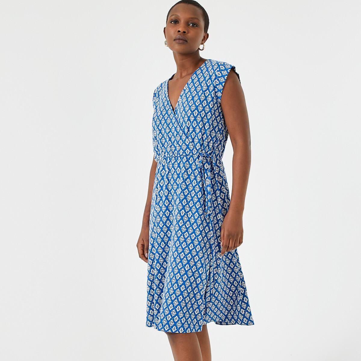 Image of Ausgestelltes Midikleid Mit Blumenmuster Damen Blau 36