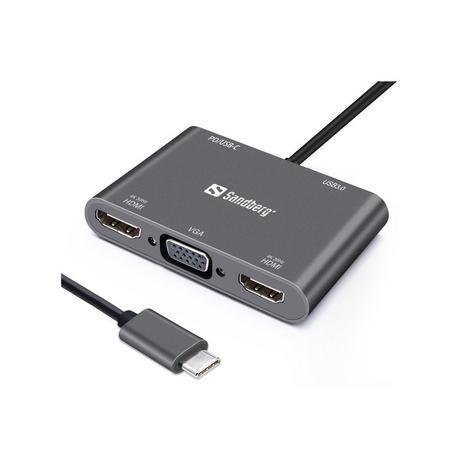 Sandberg  USB-C Dock 2xHDMI+1xVGA+USB+PD 