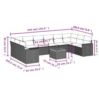 VidaXL Ensemble de canapés de jardin rotin synthétique  