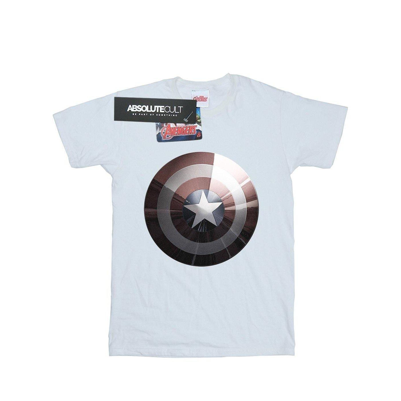 Image of Captain America Shield Shiny Tshirt Herren Weiss XXL