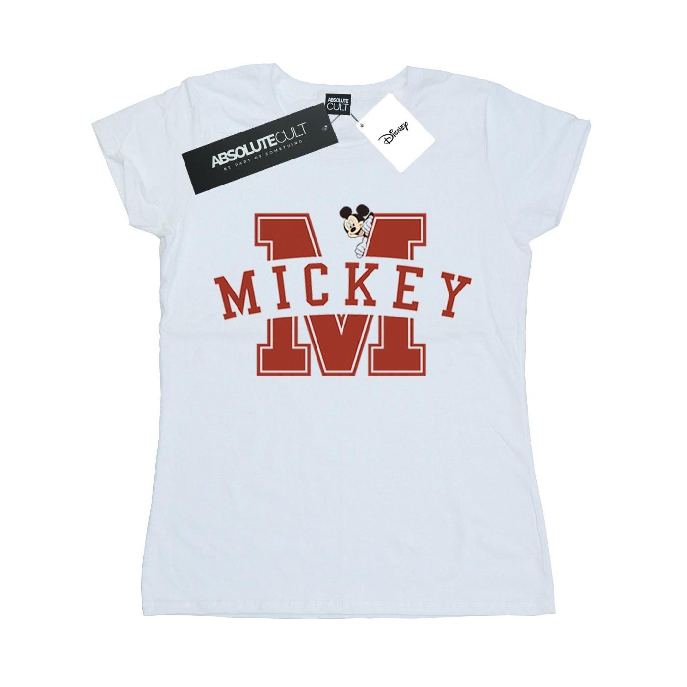 Image of Mickey Mouse Letter Peak Tshirt Damen Weiss M