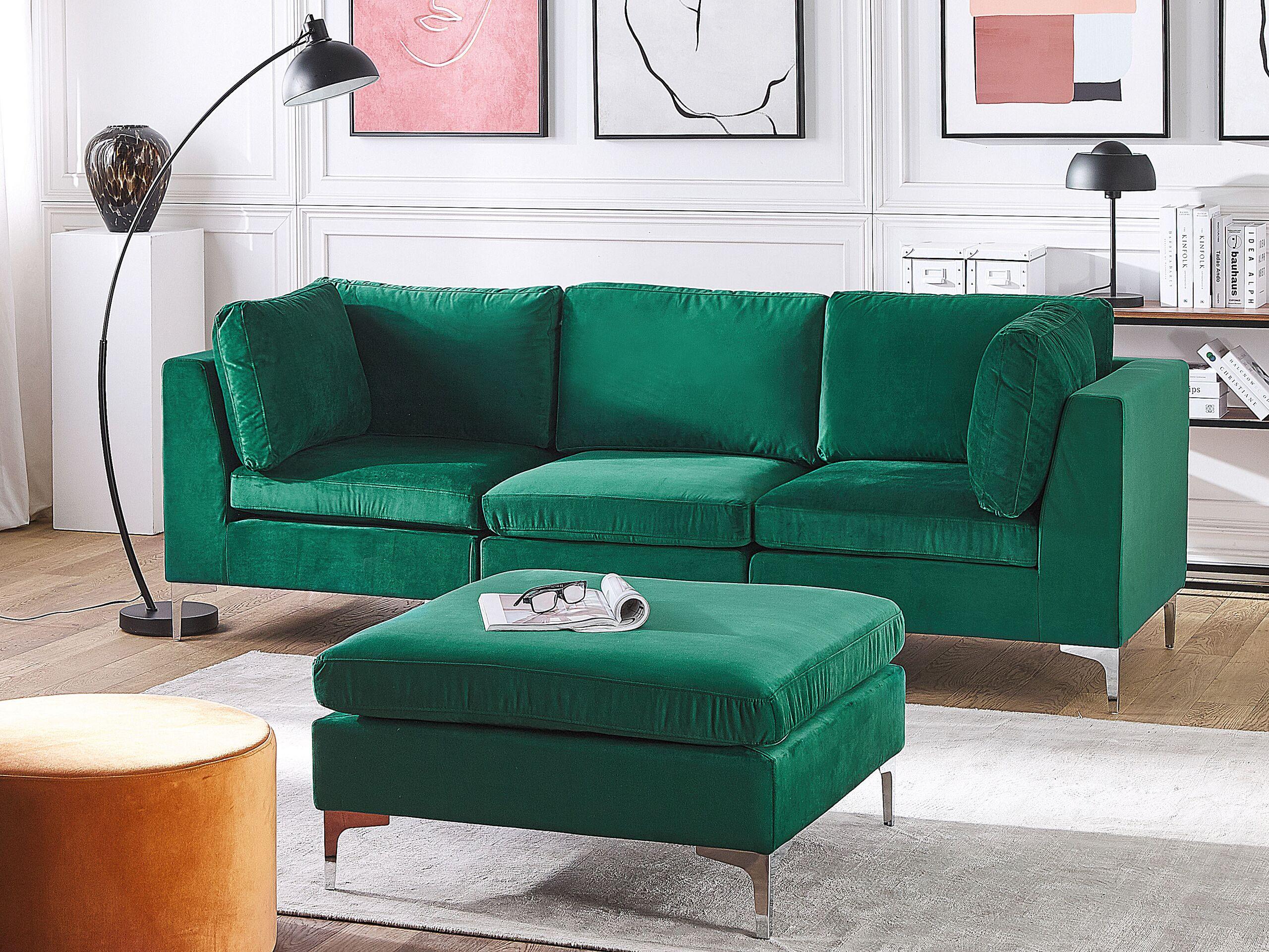 Beliani Sofa mit Ottomane aus Samtstoff Modern EVJA  