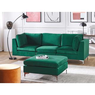 Beliani Sofa mit Ottomane aus Samtstoff Modern EVJA  