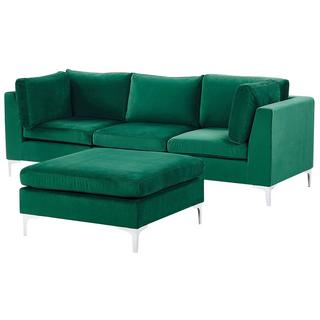 Beliani Sofa mit Ottomane aus Samtstoff Modern EVJA  