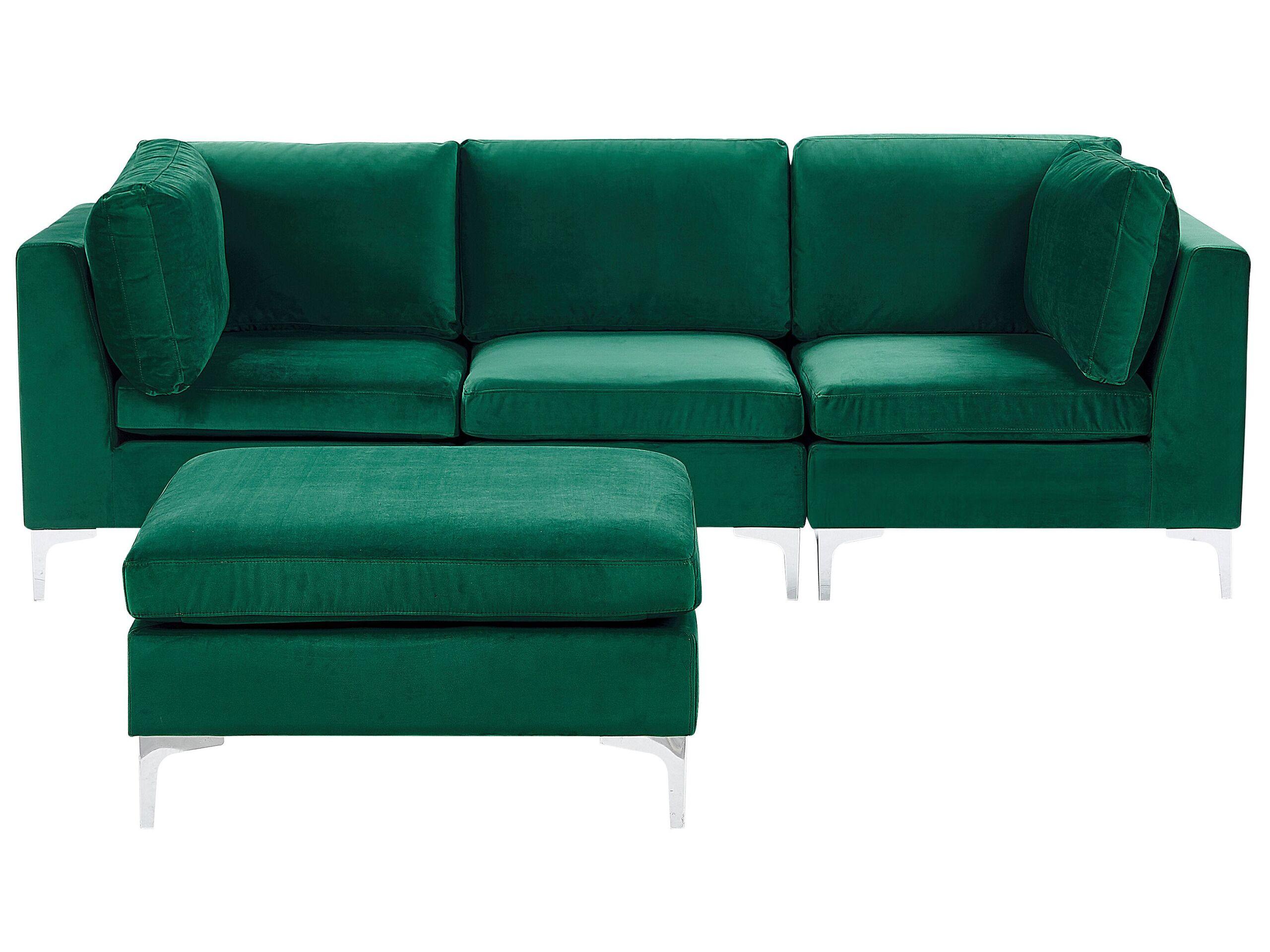 Beliani Sofa mit Ottomane aus Samtstoff Modern EVJA  