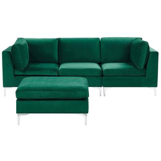 Beliani Sofa mit Ottomane aus Samtstoff Modern EVJA  