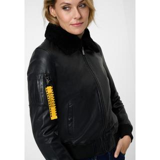 RICANO  Veste en cuir  Nova, style bomber avec col en agneau 