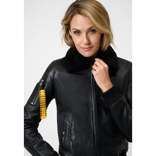 RICANO  Veste en cuir  Nova, style bomber avec col en agneau 