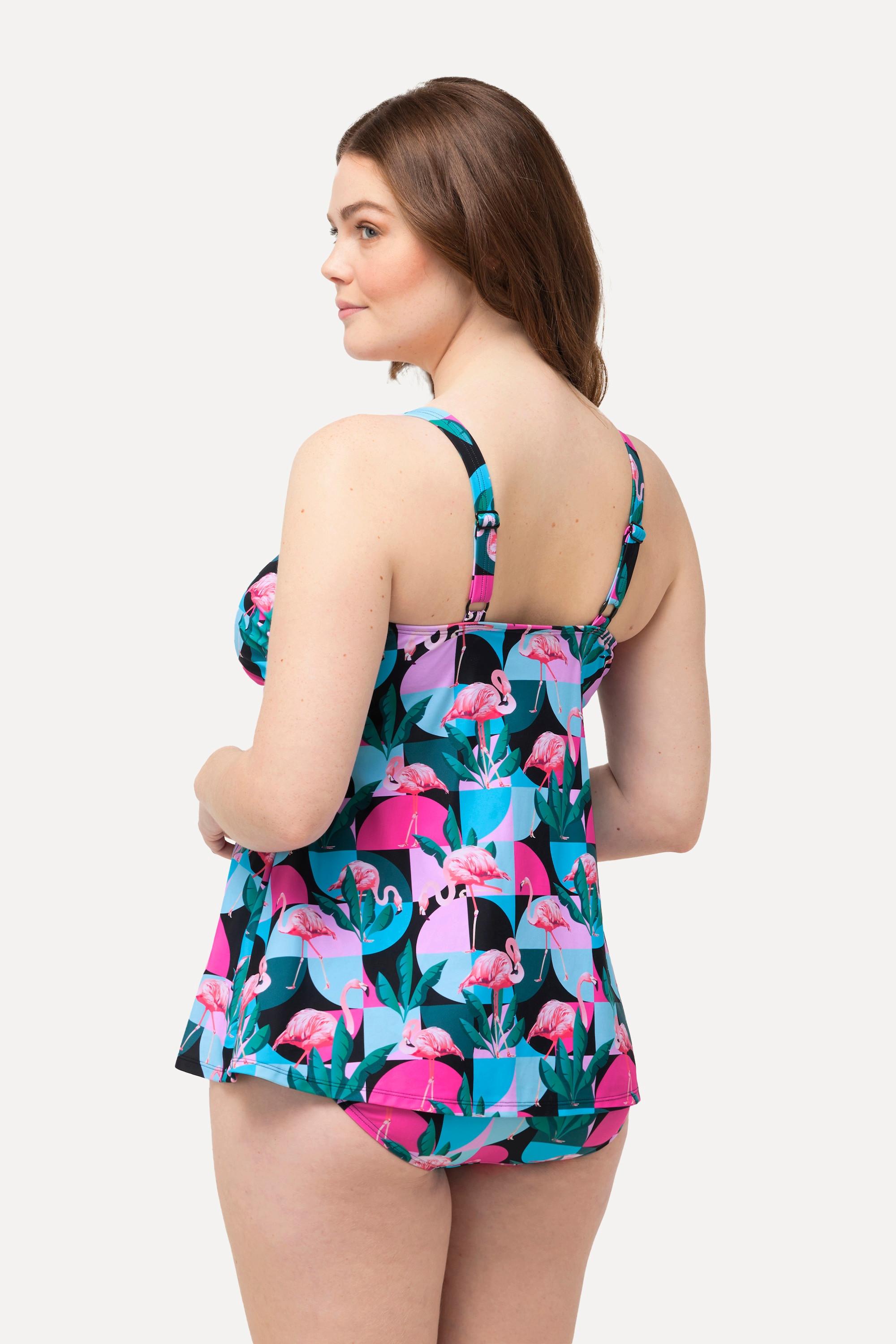 Ulla Popken  Tankini, Flamingos, Softcups, Träger verstellbar 