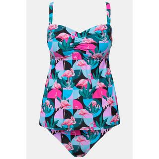 Ulla Popken  Tankini à motif flamand et bonnets souples, bretelles ajustables, matière recyclée 