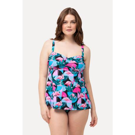 Ulla Popken  Tankini con fenicotteri, coppe morbide, spalline regolabili e materiale riciclato 