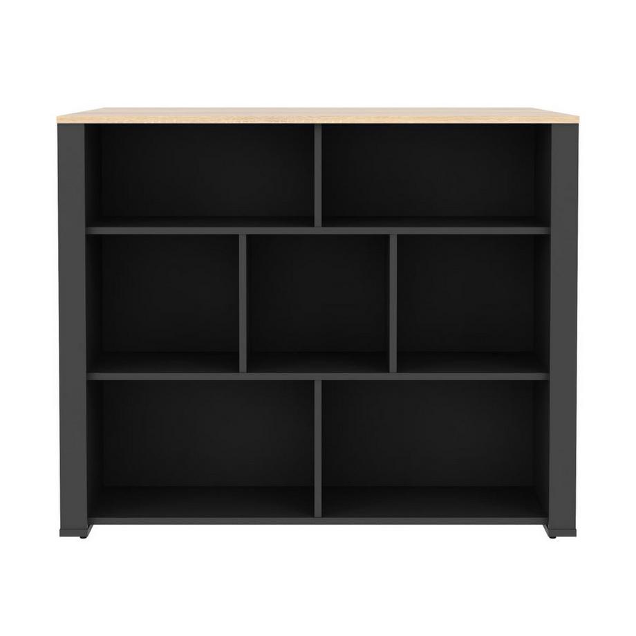 Vente-unique  Ilot central de cuisine avec 7 niches - Naturel et anthracite - OPOLE 