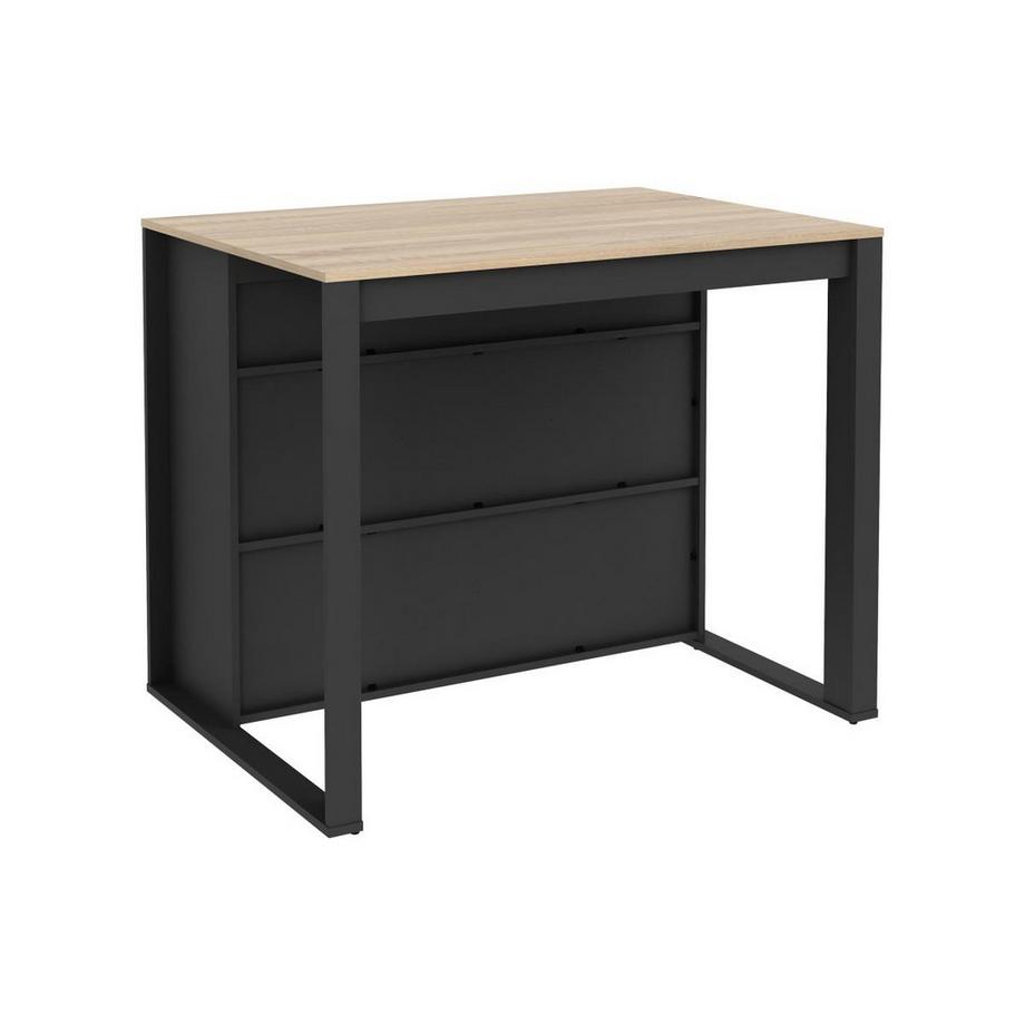 Vente-unique  Ilot central de cuisine avec 7 niches - Naturel et anthracite - OPOLE 