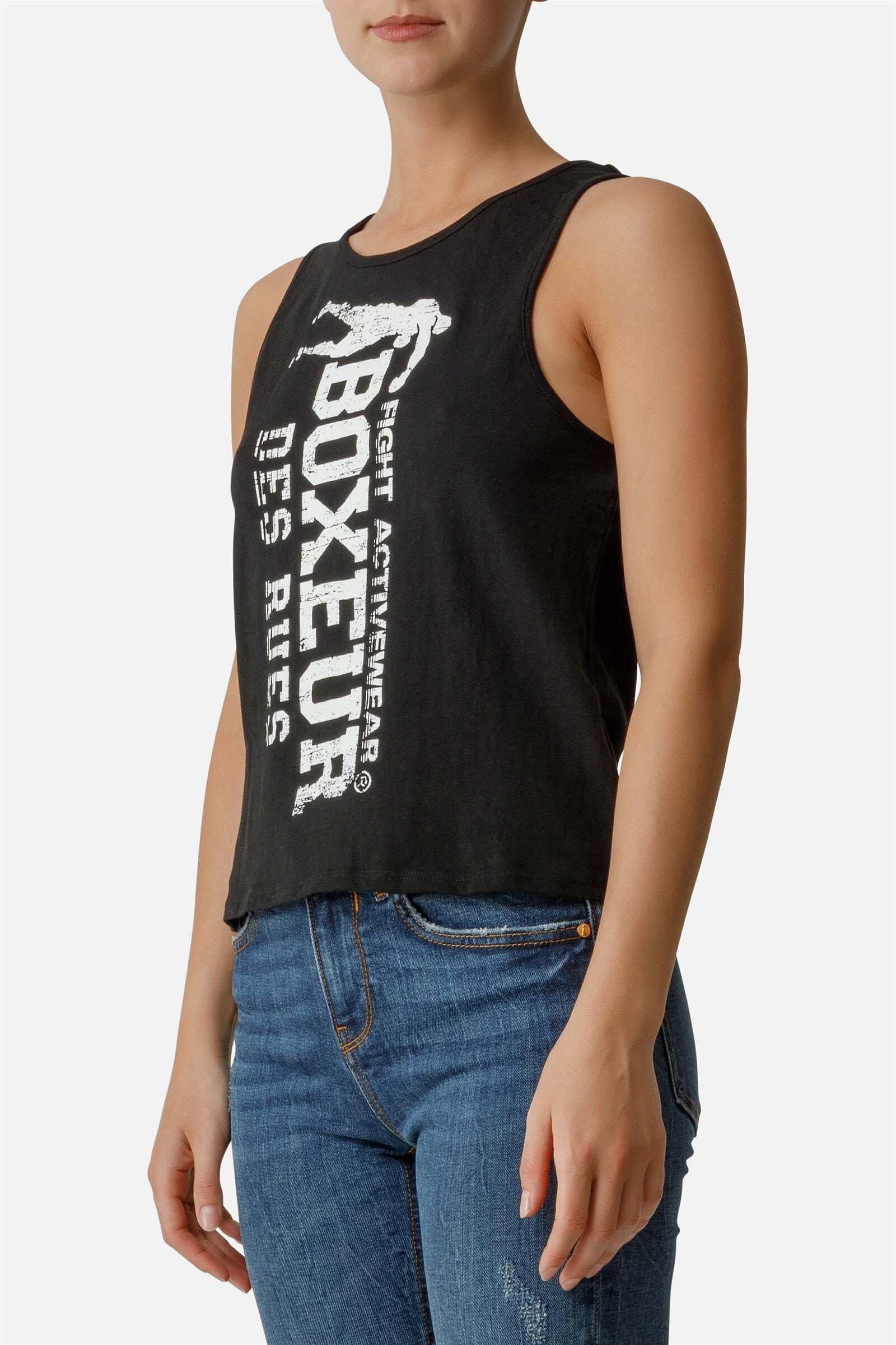 Image of Top Basic Tank Top With Front Logo Damen Schwarz XS