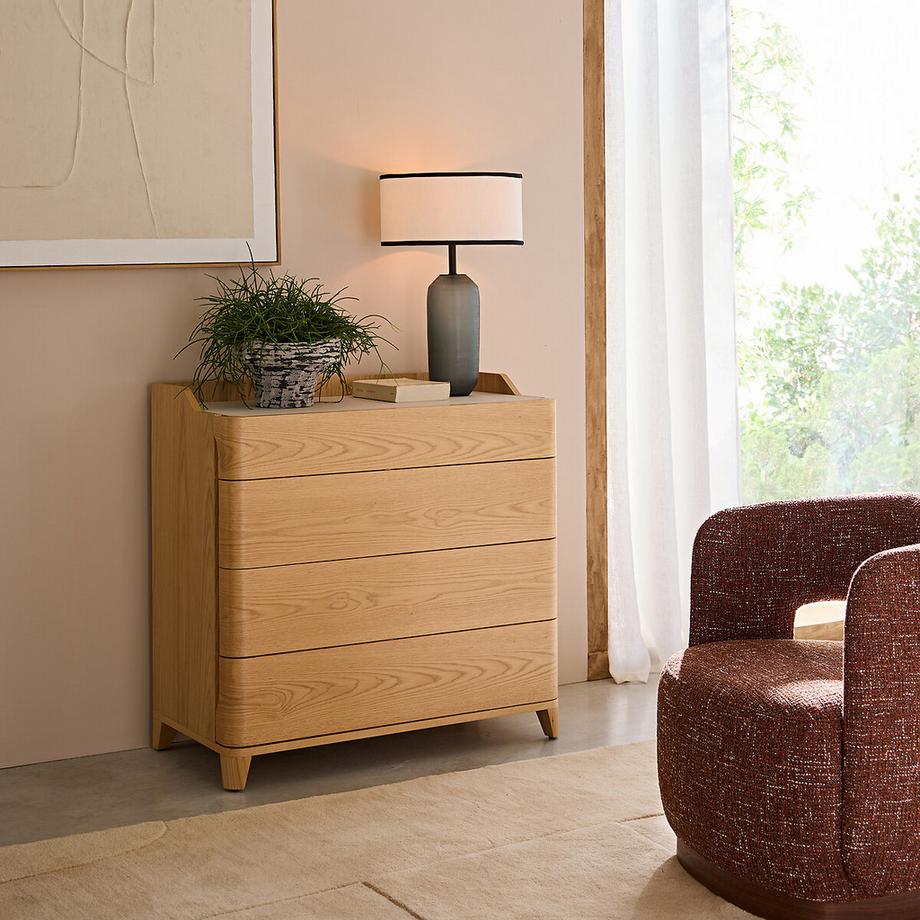 AM.PM Kommode aus Eichenfurnier und Leder  