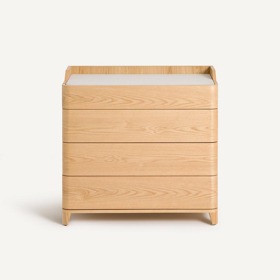 AM.PM Kommode aus Eichenfurnier und Leder  